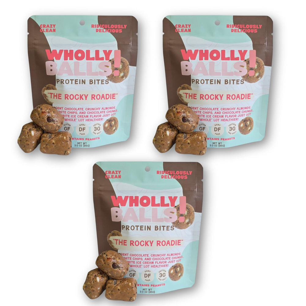 Wholly Balls Protein Bites Rocky Roadie pack ready to energize workouts