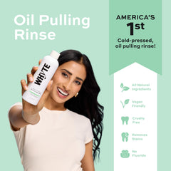 WHYTE coconut oil pulling mouthwash cap close-up with spearmint aroma