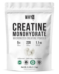 WHYZ Pure Creatine Monohydrate powder in bag for easy storage and consistent dosing.