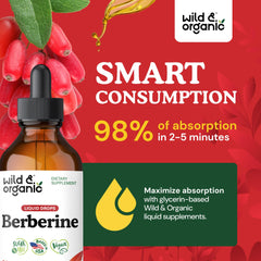 Wild & Organic Berberine Drops ingredient list shows plant-based base.