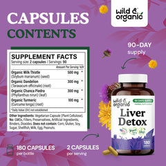 Wild & Organic Dandelion Root ingredients showcased for gentle detox support.