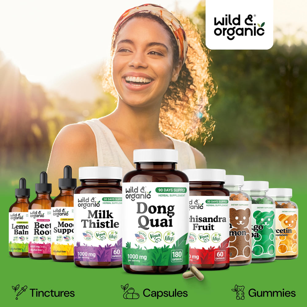 Wild & Organic Dong Quai packaging shows 1000 mg per serving.
