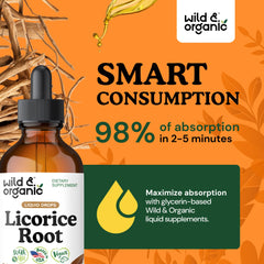 Wild & Organic licorice tincture servings visual highlighting 168 servings for 84 days.