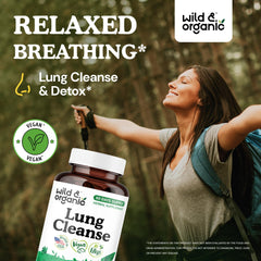Wild and Organic Lung Cleanse capsules close-up showing smooth, easy-to-take design