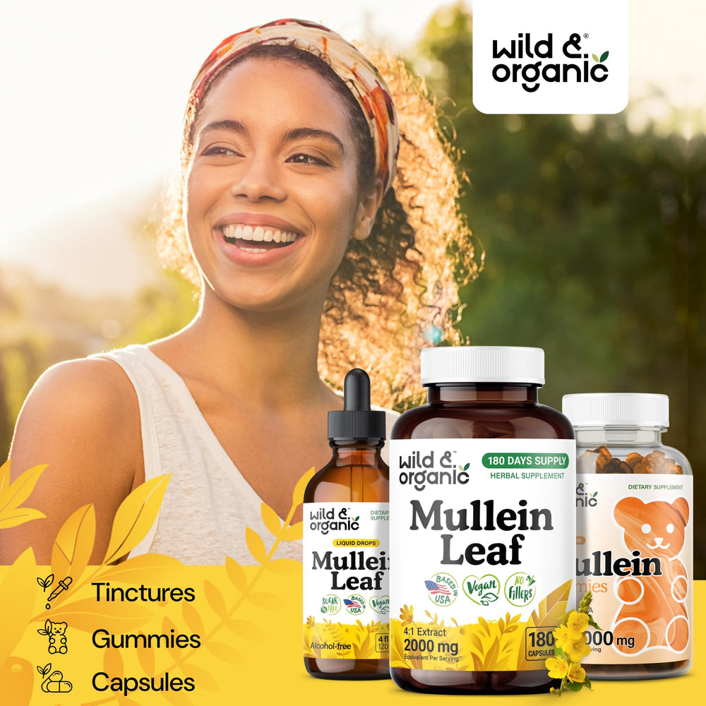Wild & Organic Mullein Capsules in eco-friendly gluten-free packaging