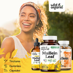 Wild & Organic Mullein Capsules plant-based coating close-up