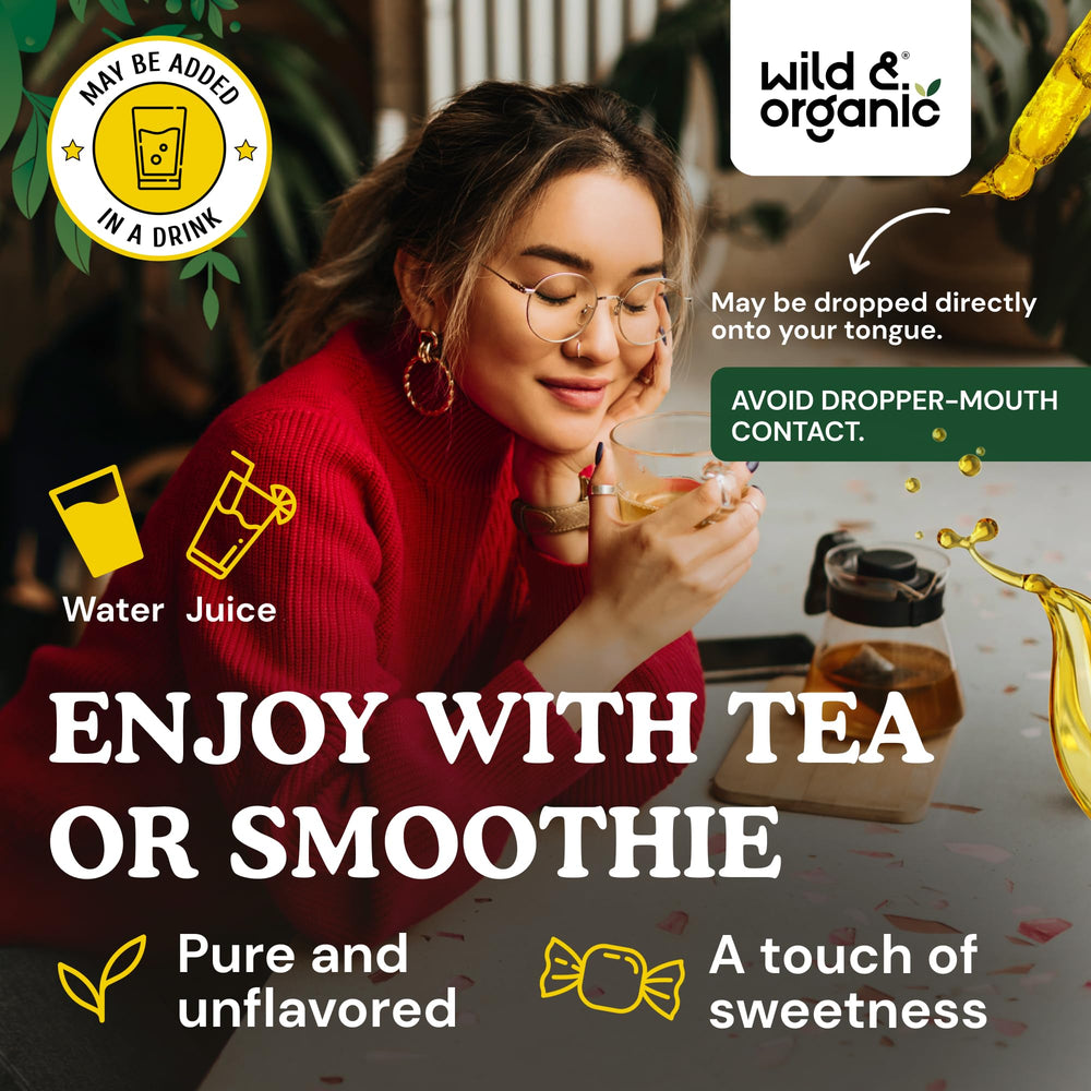 Wild & Organic Mullein Drops 56-day supply messaging on packaging.