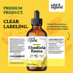 Glass of water with Wild & Organic Rhodiola tincture ready to dose
