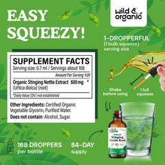 Wild and Organic bottle in hand for everyday nettle dosing.