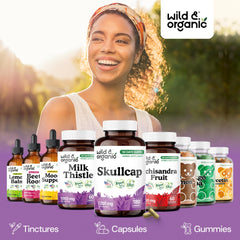 Wild & Organic vegan capsule coating demonstrates vegetable cellulose shell.