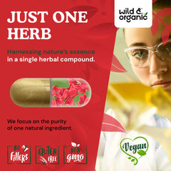Wild & Organic vegan capsules packaging emphasizing clean, non-GMO formula