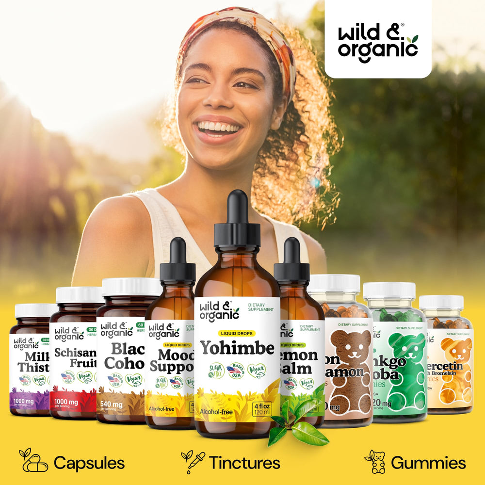Ingredients list for Wild & Organic Yohimbe Drops with yohimbe extract per serving