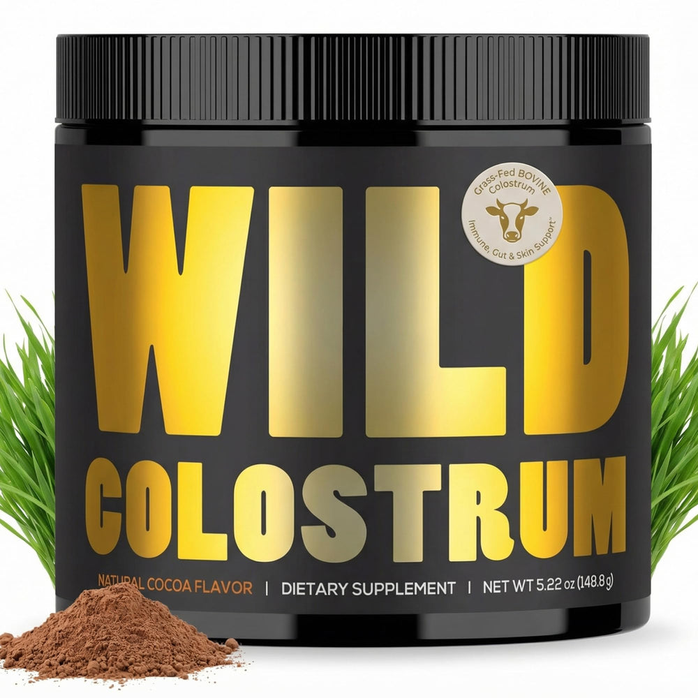 Wild Foods colostrum powder bottle from grass-fed cows for gut support