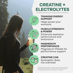 Wild Foods Creatine + Electrolytes lemon-lime bottle being poured for quick hydration after training.