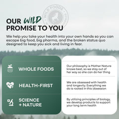 Wild Foods Omega-3 bottle packaging with clean label and commitment