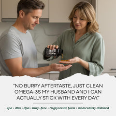 Wild Foods Omega-3 label shows DPA, DHA, EPA triple-strength components