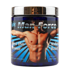 Wild Force Man Force bottle on wood table, signaling daily vitality support.
