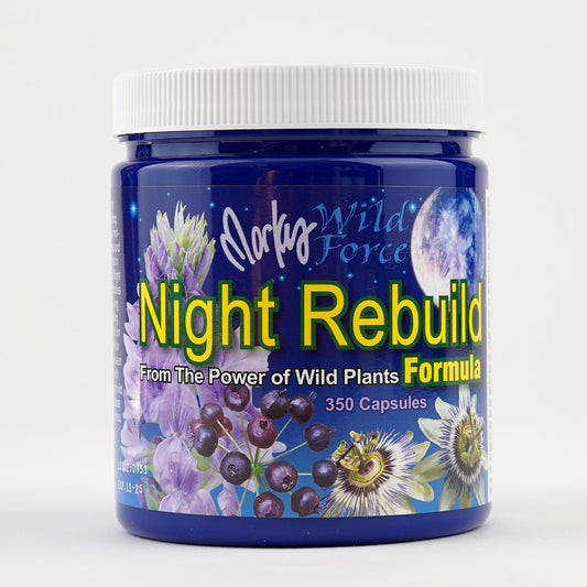 Wild Force Night Rebuild Capsules bottle for convenient evening recovery.