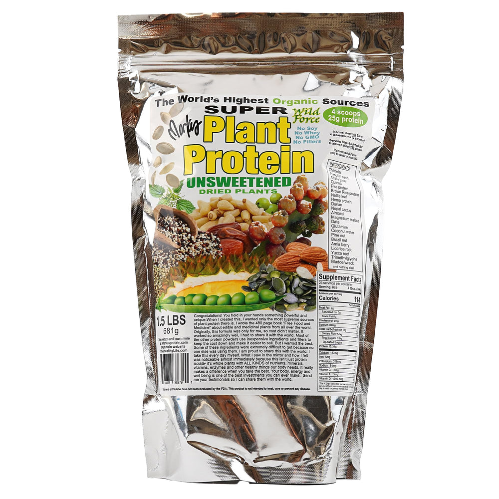 Wild Force Super Plant Protein with pine nuts and durian for gentle digestion.