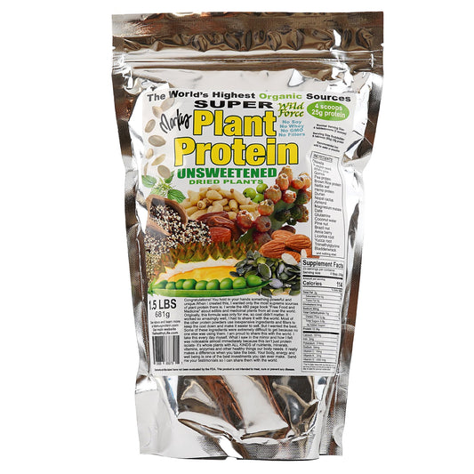 Wild Force Super Plant Protein with pine nuts and durian for gentle digestion.
