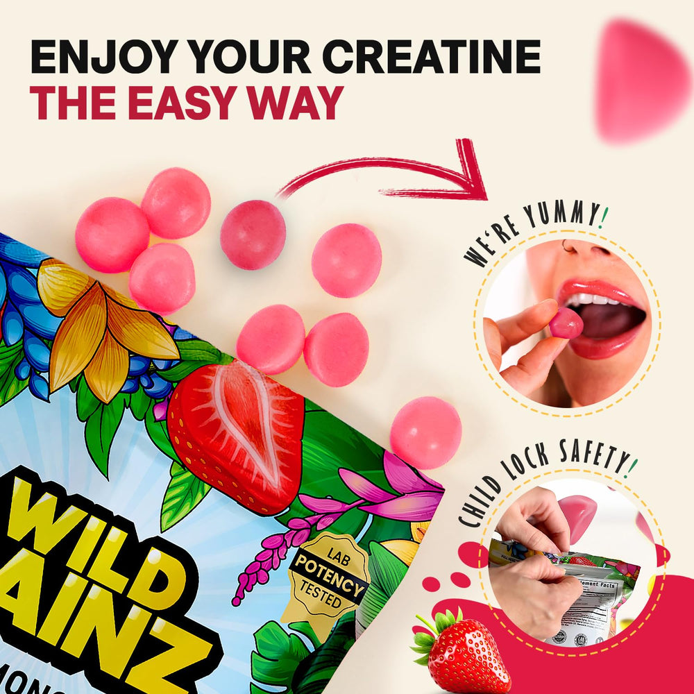 WILD GAINZ Creatine Gummies daily dose ready to take with water