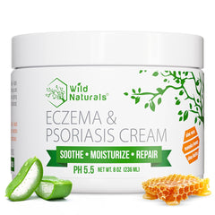 Wild Naturals eczema cream tube shows application for dry skin
