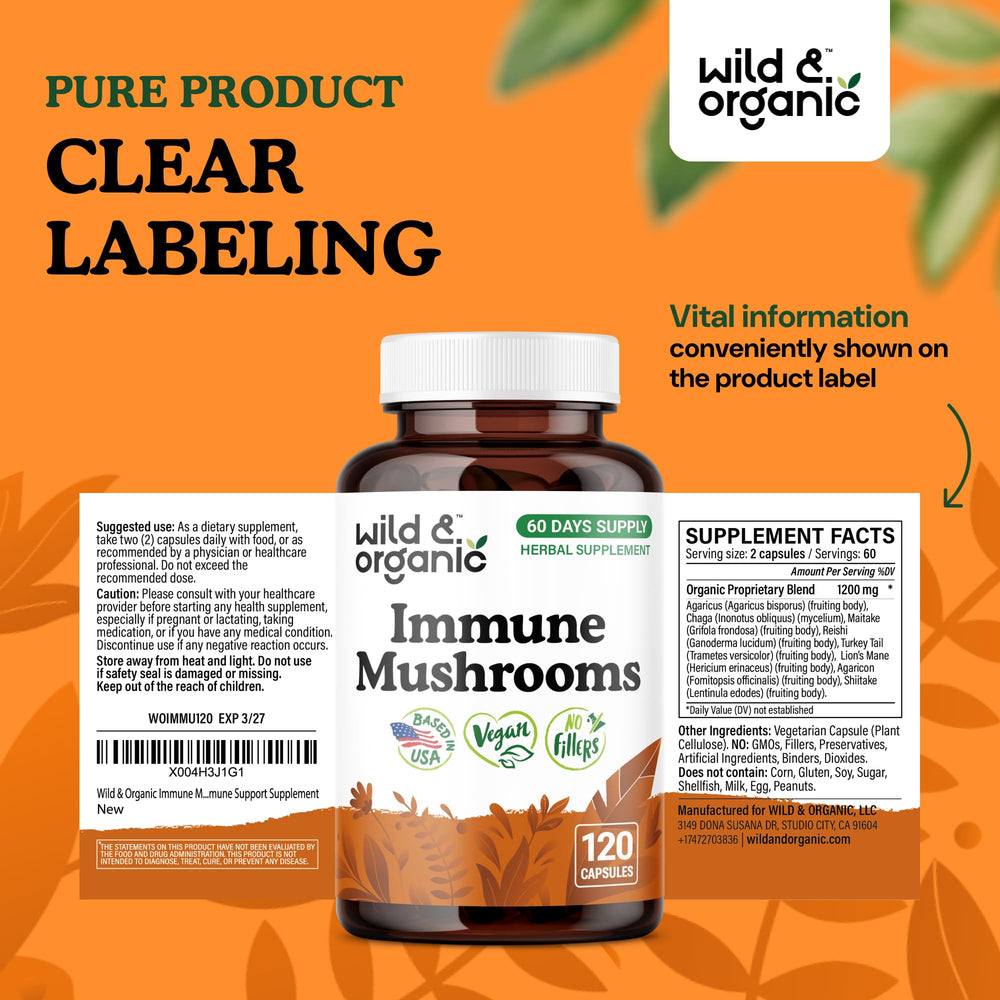 Wild & Organic packaging highlights non-GMO, no fillers for clean ingredients.