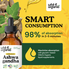 Wild & Organic Ashwagandha Drops tea-mix ready for relaxing ritual.