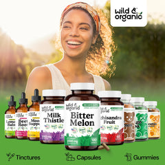 Wild & Organic bottle with dosage information to plan intake