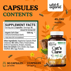 Wild & Organic Cats Claw bark powder portion showing natural ingredient.
