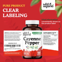 180-day supply with 180 capsules in Wild & Organic bottle