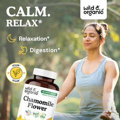 Wild & Organic chamomile capsules easy-swallow form for daily calm and gentle digestion.