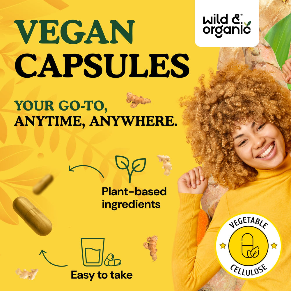 Wild & Organic easy-to-swallow capsules designed for daily use.