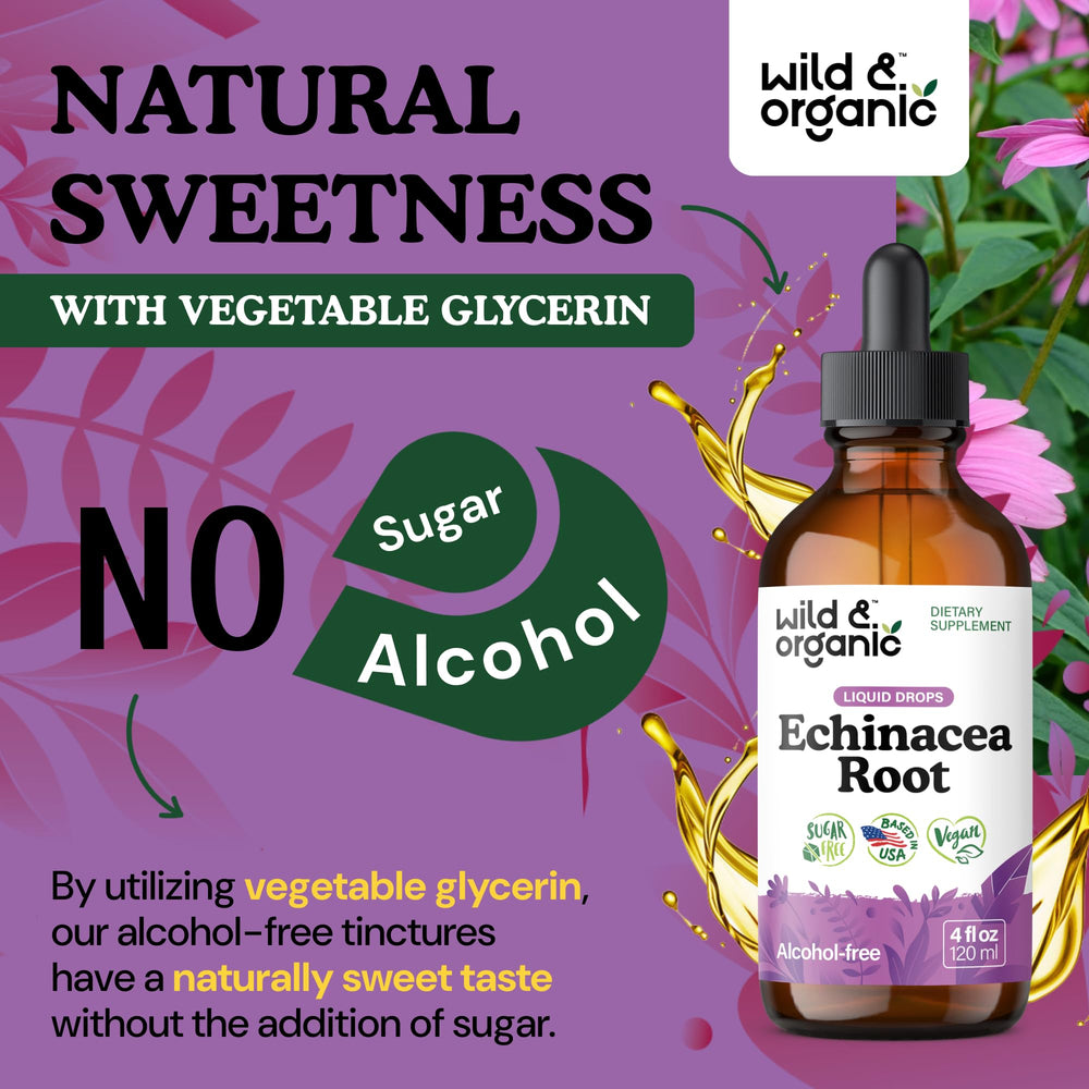 Pouring Wild & Organic Echinacea Drops into a glass.