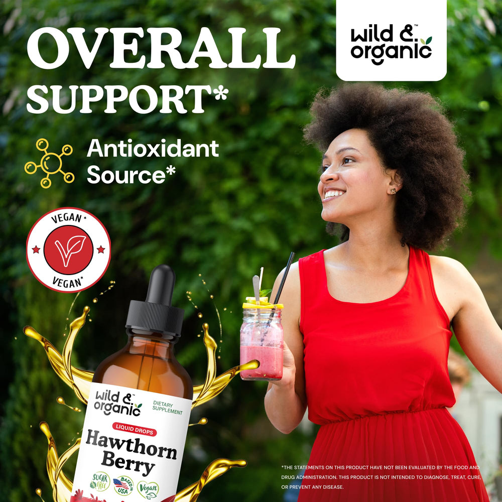 Wild & Organic hawthorn berry drops bottle offering a 56-day supply.
