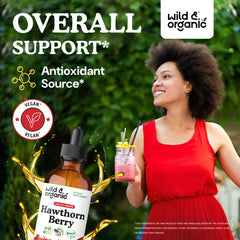 Wild & Organic hawthorn berry drops bottle offering a 56-day supply.