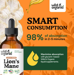 Wild & Organic Lions Mane bottle in kitchen setting signals daily routine