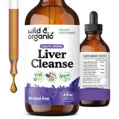 Wild & Organic liver cleanse drops bottle 4 oz for daily detox routine
