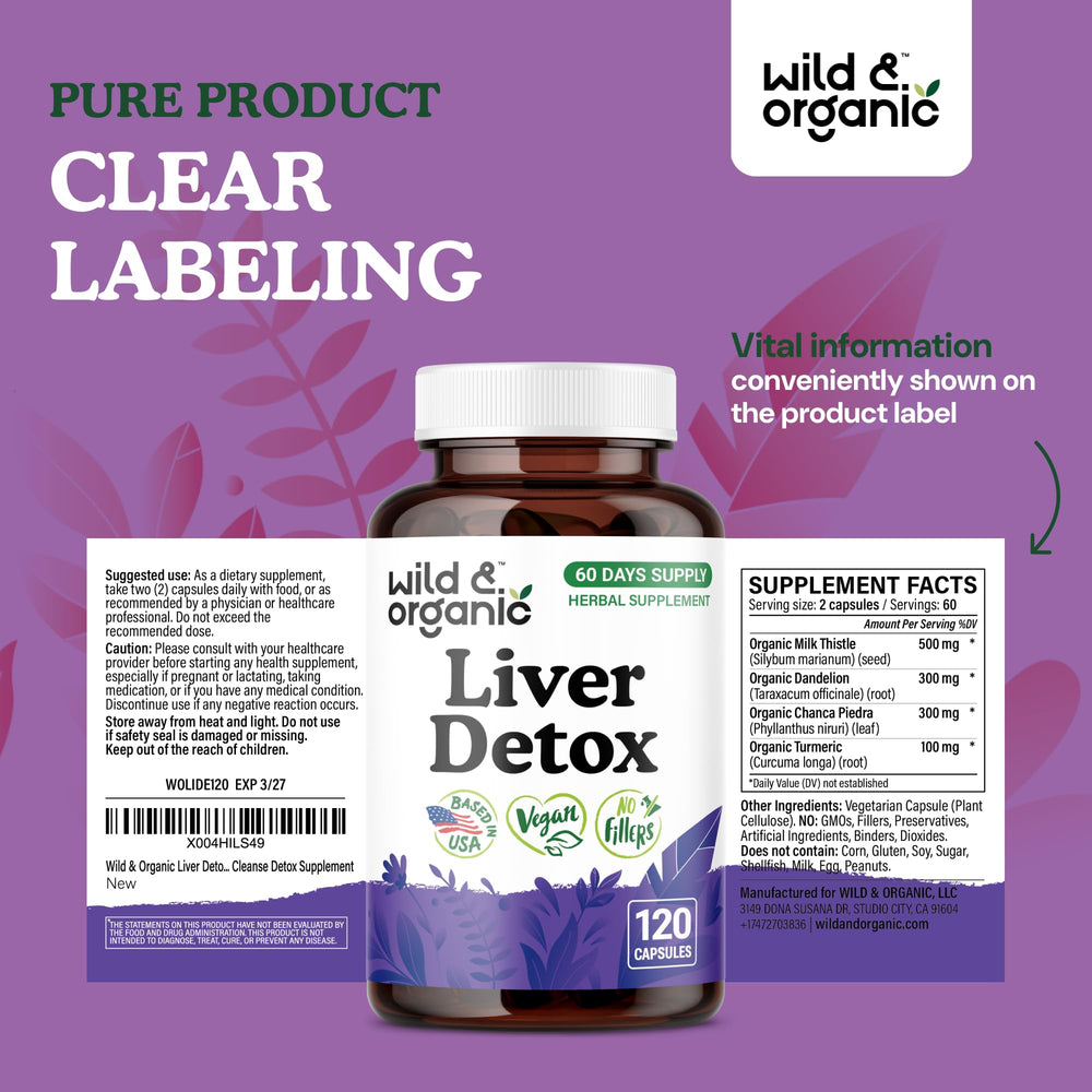 Wild & Organic Liver Detox Capsules vegan coating suggests easy-to-swallow daily use