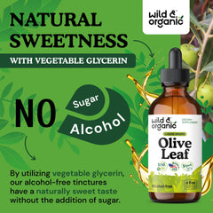 Wild & Organic olive leaf liquid extract naturally sweet with no added sugar