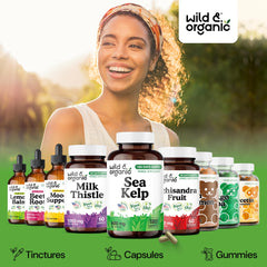 Wild & Organic Sea Kelp Capsules plant-based coating and ingredients.