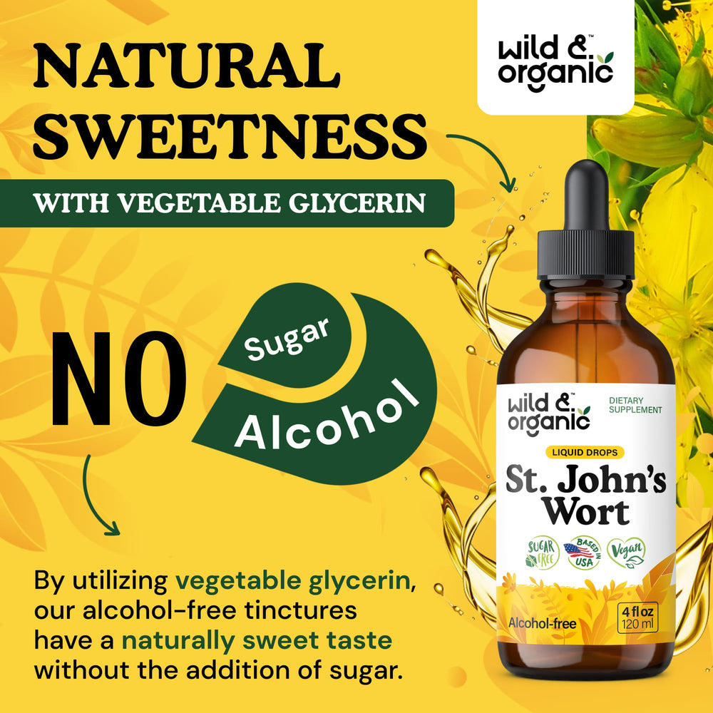 Close-up of St Johns Wort herbs within tincture bottle.