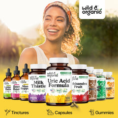 Wild & Organic Uric Acid Formula vegan coating on a plant-based capsule shell