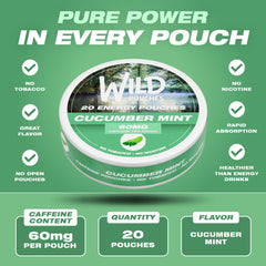 Wild Pouches 60mg caffeine pouches deliver quick focus without nicotine.