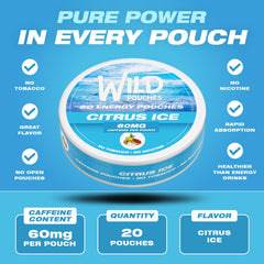 Wild Pouches 60mg caffeine energy pouch for a focused boost.