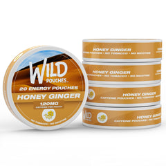Wild Pouches honey-ginger pack with caffeine pouches for on-the-go energy.