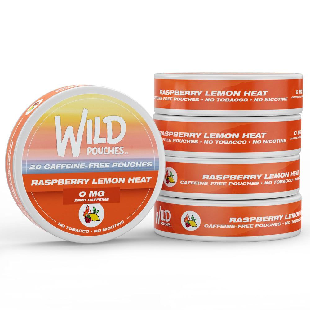 Wild Pouches Raspberry Lemon Heat can for caffeine-free flavor on the go