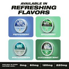 Wild Pouches spearmint flavor adds refreshing energy discreetly.