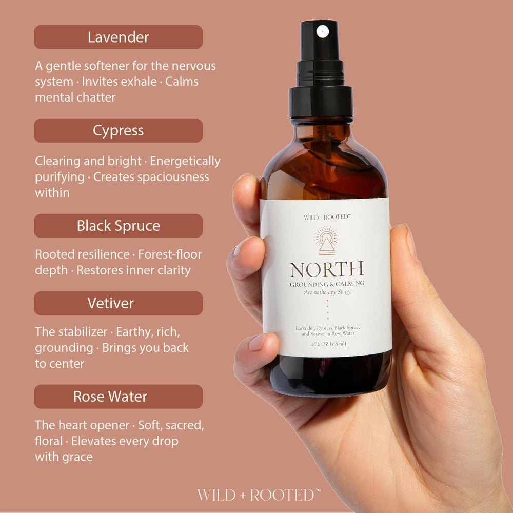 Wild + Rooted North workspace mist to support focus and mood.