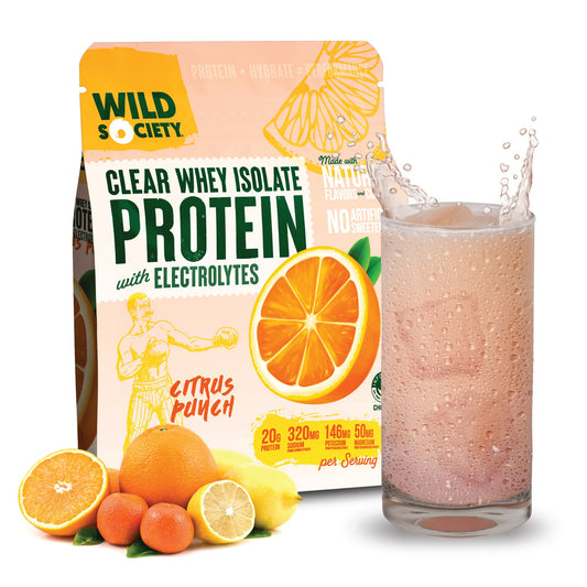 Wild Society Clear Whey bottle ready for post-workout hydration and protein delivery